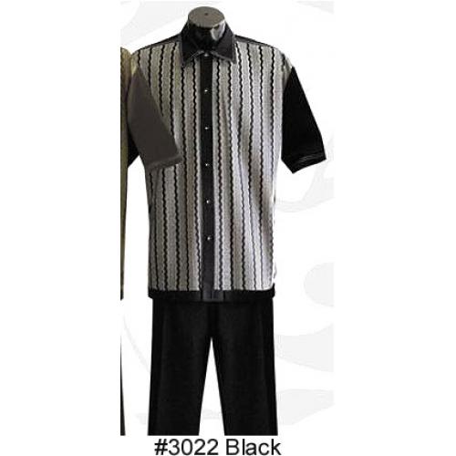 Silversilk Black Button Front 2 PC Knitted Silk Blend Outfit #3022